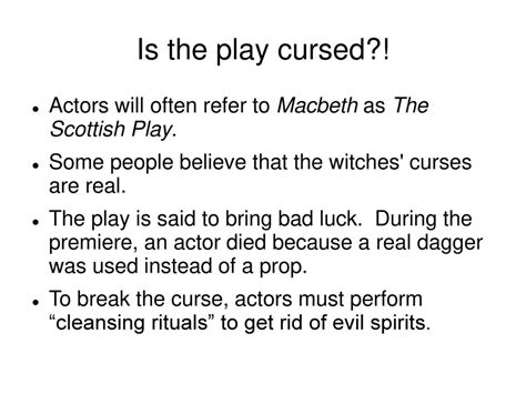 The Curse of Macbeth: A Director's Perspective on the Infamous Curse